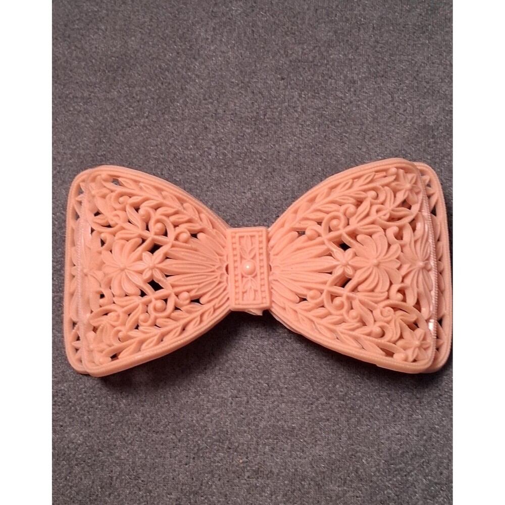 Vintage Pink Openwork Bow Brooch Large Pin